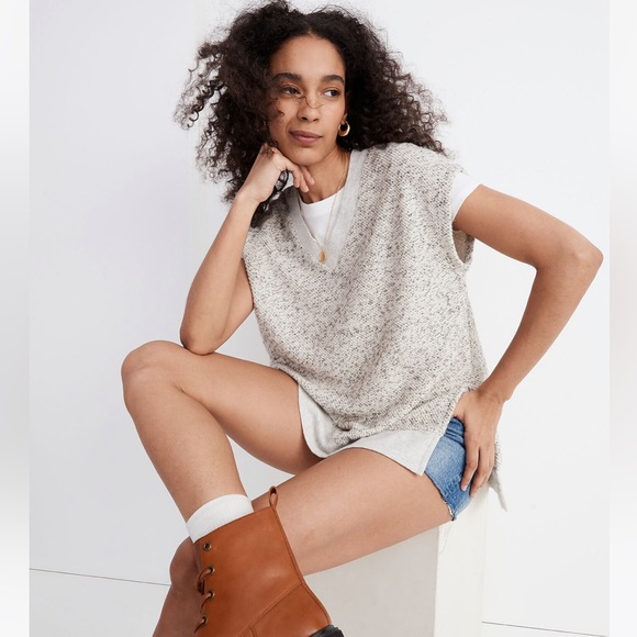 NWT Madewell Marled V-Neck Tunic Sweater Vest - Picture 2 of 16